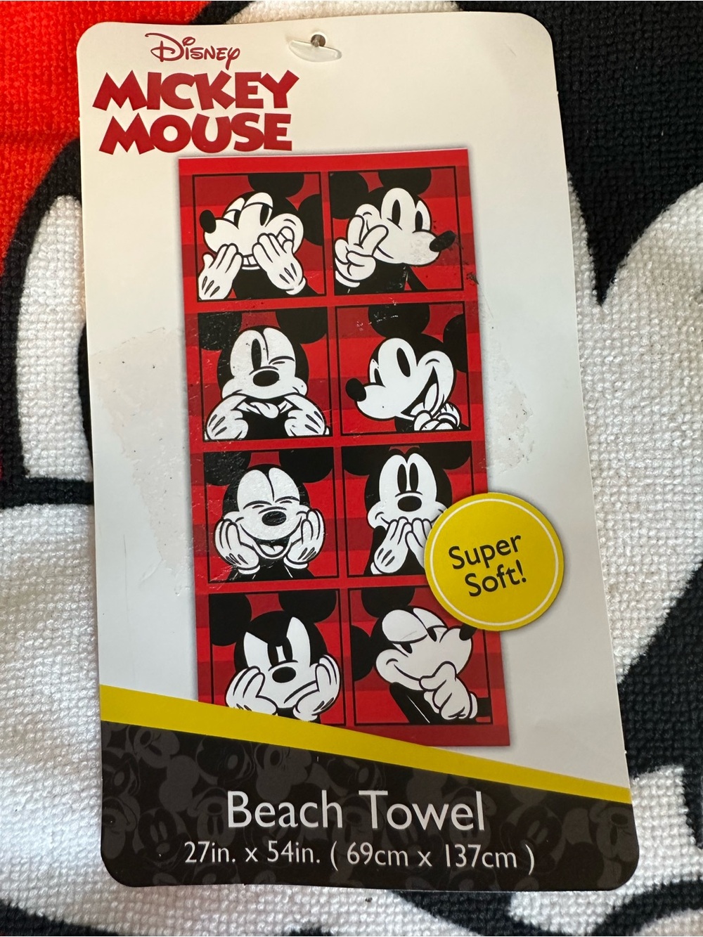 Disney Mickey Mouse Red, Black & White Beach Towel